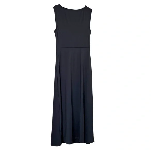 Commense Black Asymmetric Ruched Maxi Dress NWT Sleeveless Stretch Medium - Picture 4 of 10